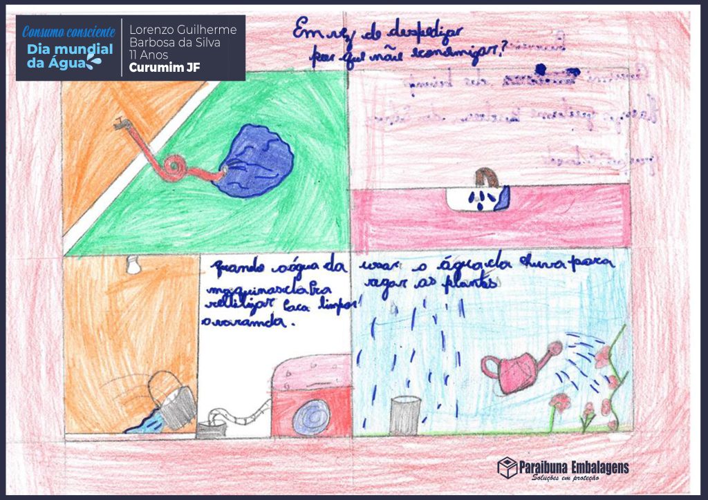 Desenho do Lorenzo Guilherme Barbosa da Silva, 11 anos, Curumim da Barreira do Triunfo de Juiz de Fora/MG, para o concurso de desenho em homenagem ao Dia Mundial da Água.